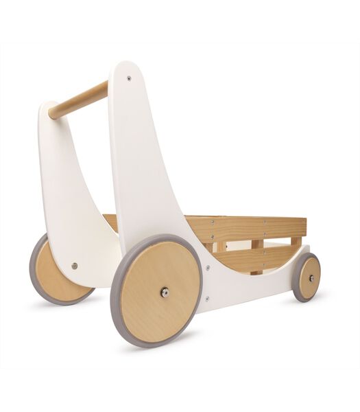 Chariot de rangement et trotteur en bois 2-en-1 de  - Blanc