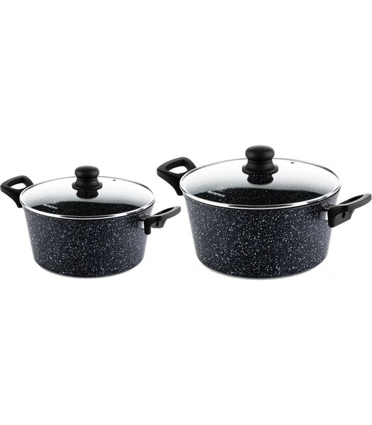 Ensemble de casseroles  Black Marble ø 24 et 28 cm - Induction et toutes autres sources de chaleur