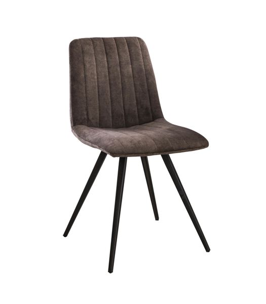 Lined Velvet - Chaise de salle à manger - lot de 4 - velours - taupe - rayé - métal - noir