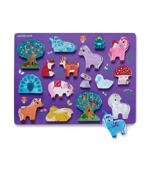 Puzzle en bois  jardin magique de la licorne - 16 pièces