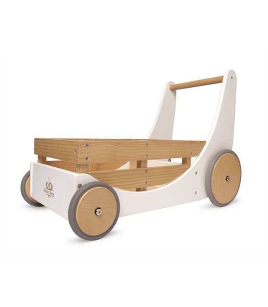 2-in-1 houten opbergkar & loopwagen - Wit