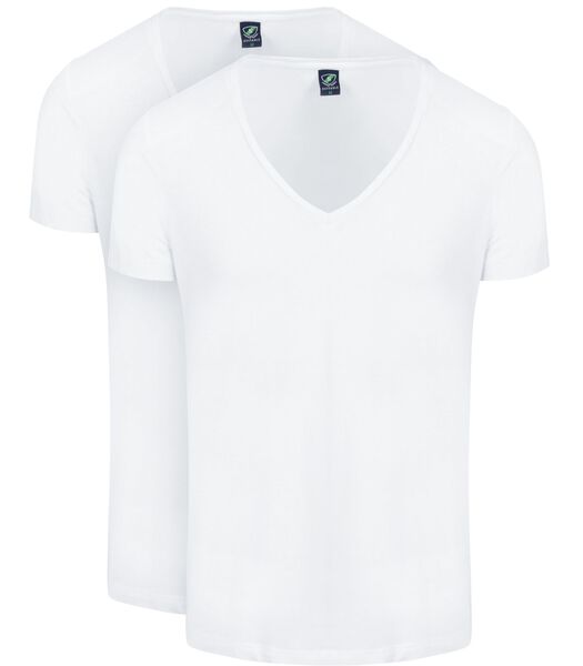Vibamboru T-Shirt Diepe V-Hals Wit 2-Pack