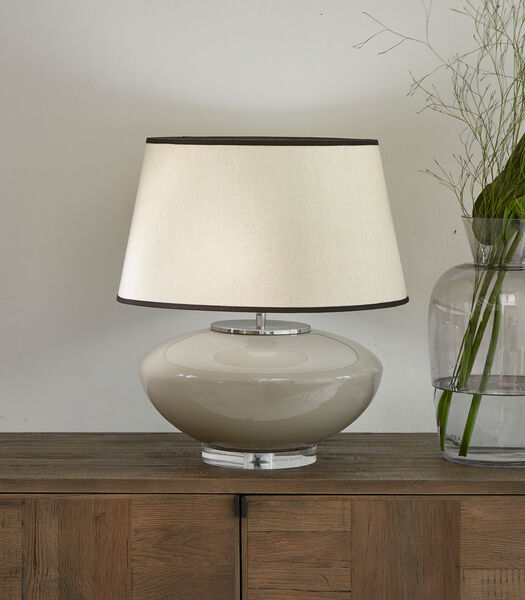 tafellamp glas, lampenvoet ovaal, laag model - Bauble - Beige