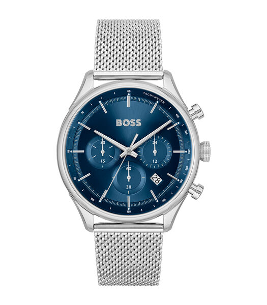 BOSS analogique bleu sur bracelet milanais 1514052