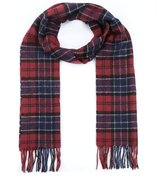 Sjaal Tartan Wolmix Bordeaux