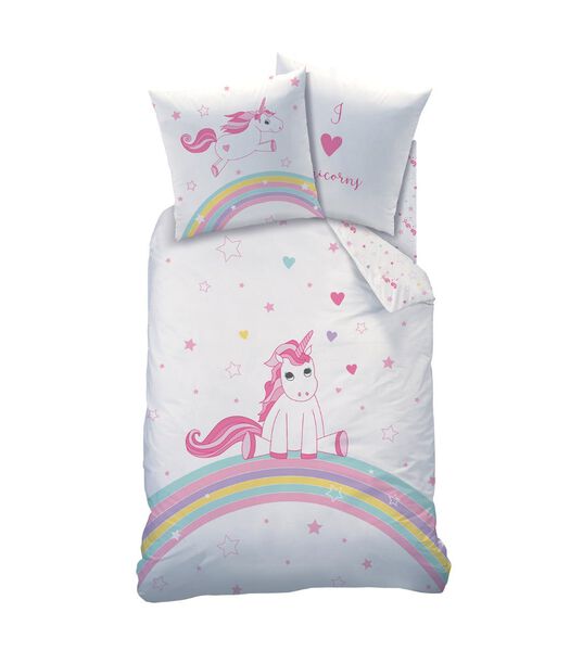 Housse de couette Licorne rose coton