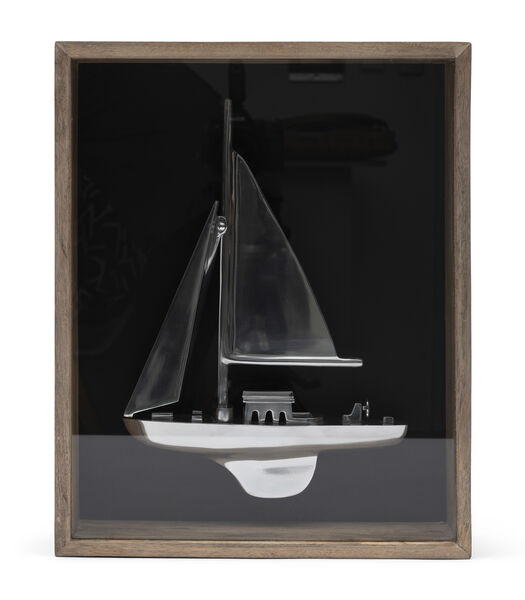 Sail Away Boat In Box - Cadre en bois avec voilier 3D argenté