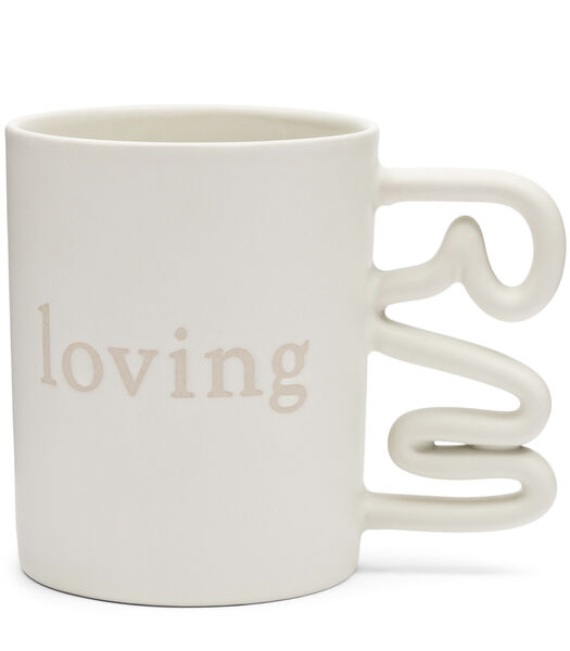 RM Loving - Mug avec texte blanc mat avec anse organique