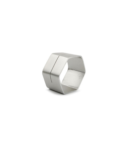 Rond de serviette 5cm hexa. argent Centro - set/4