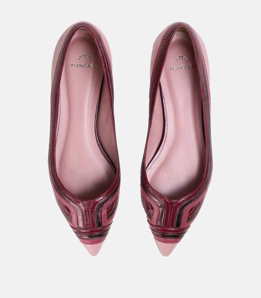 Begonia Dames Ballerina's- 100% Premium Leer - Handgemaakt - Roze - Maat 41