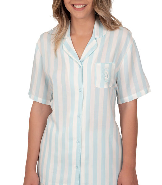 Pyjama chemise short Classic Stripes bleu
