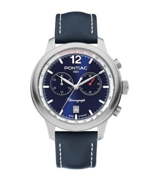 Henry Chrono Swiss movement bleu sur cuir bleu P40026