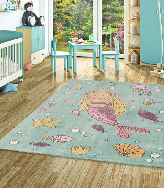 Vloerkleed Maui Kids Kindertapijt Zeemeermin Mint Groene Pastel