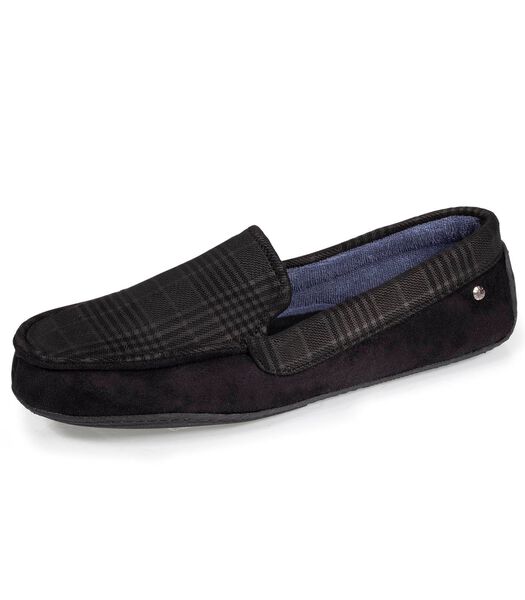 Chaussons mocassins Homme Noir tartan