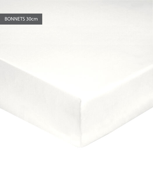 Drap housse blanc - Percale 100% coton bonnet 30cm