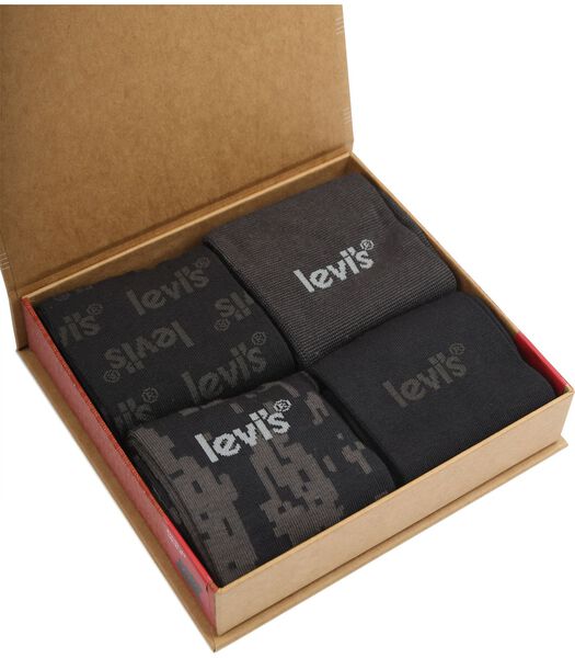 Levi's Boîte cadeau de 4 paires de chaussettes Noir