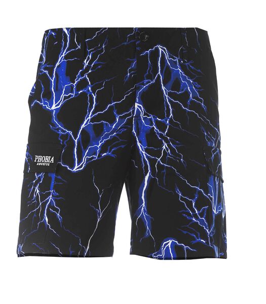 Cargo Shorts With Blue All Over Lightning