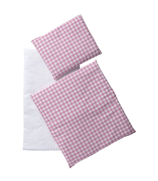 Bedbekleding roze/wit geruit 3-delig - Roze