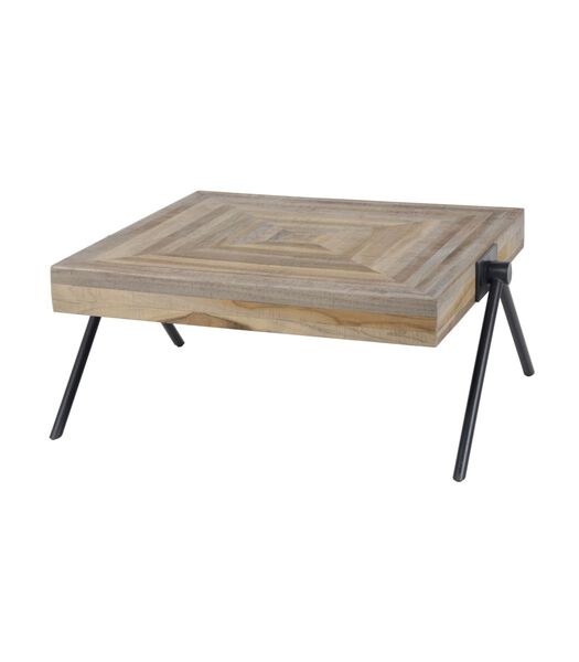 Diamond - Salontafel - vierkant - 70x70cm - verweerd teakhout - balanced potenstel  - staal