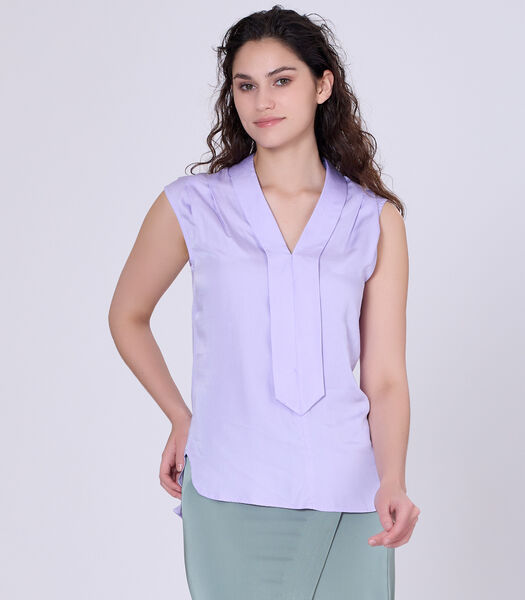 Mouwloze blouse met brede platte kraag