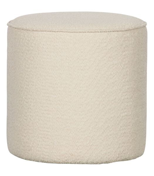 Pouf rond et haut bouclé - Polyester - crème - 46x46x46 cm - Sara