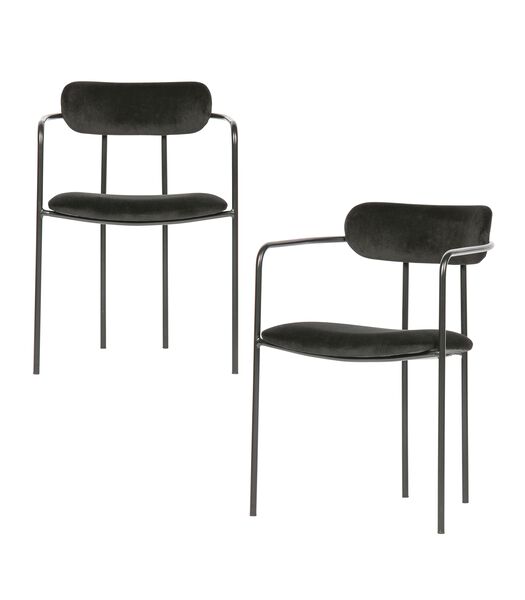 Lot de 2 chaises de table - Velours - Vert - 74x52x50 - Ivy