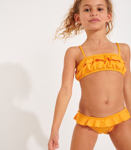 Mini Tati Azalea oranje bikini met ruchesvoor meisjes