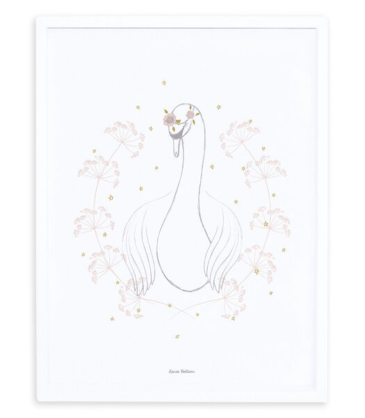 BOTANY - Affiche enfant encadrée - Cygne et fleurs