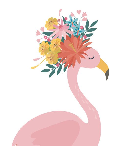 FLAMINGO - Ingelijste kinderposter - flamingo