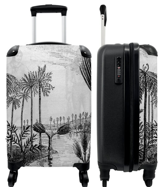 Valise spacieuse avec 4 roues et serrure TSA (Jungle - Nature - Vintage - Noir et blanc)