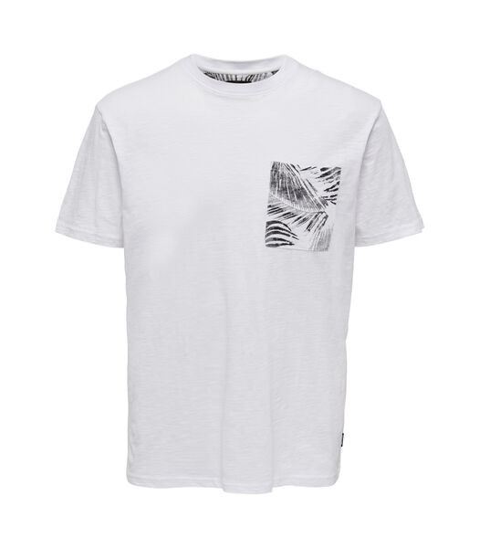 T-shirt met bladprint en zak Perry Life