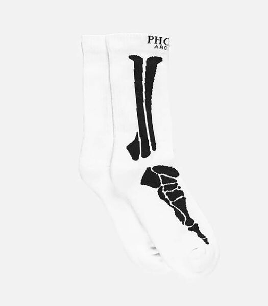 Calze Phobia Socks With Black Bones Bianco