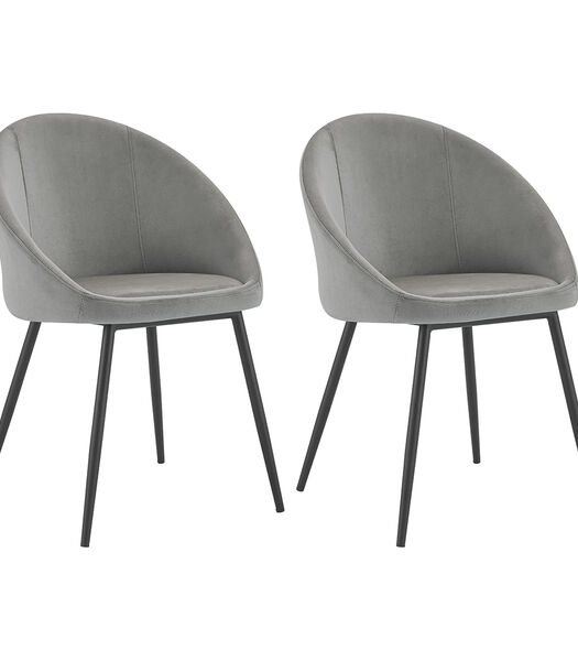 Set van 2 vintage DIANE grijs fluwelen stoelen
