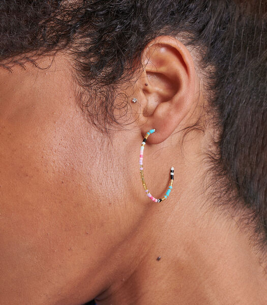 Boucles d'oreilles créoles en perles multicolores