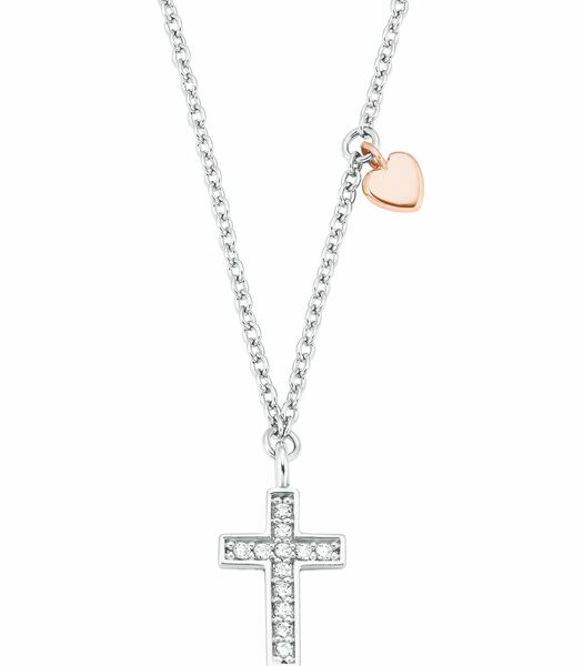 Chaîne avec pendentif pour fille, argent 925 sterling, zirconium synth. | croix