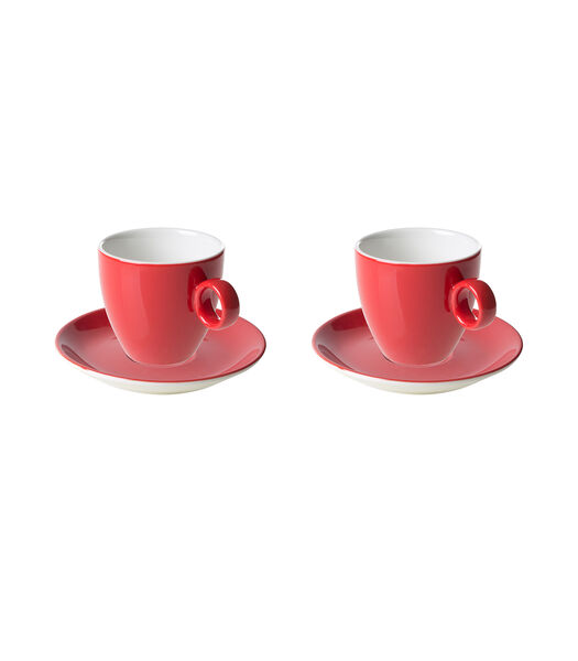 Tasse à café et soucoupe  Bart Color Cafe 17 cl 13,5 cm Porcelaine rouge 2 pièce(s)