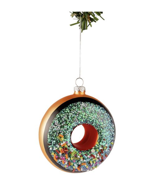 Boule de Noël  Donut Marron/Bleu 10 cm