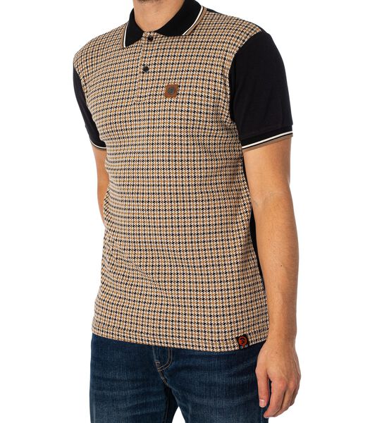 Jacquard Poloshirt Met Houndstooth-Paneel