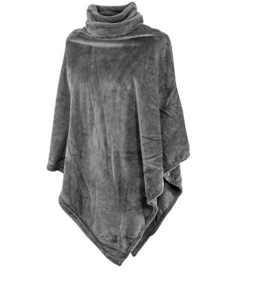 Poncho Cosy Collar Grey Microflanel