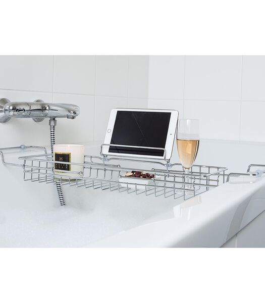 Tablette de bain Caddy - Chrome - 61-81x18x7cm