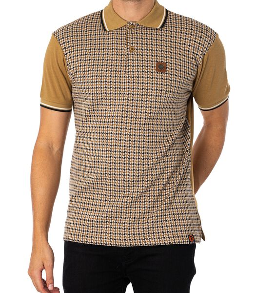 Jacquard Poloshirt Met Houndstooth-Paneel