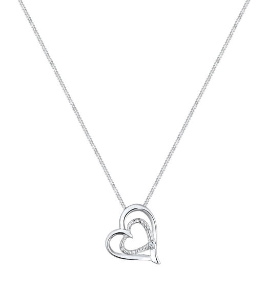 Collier Femmes Coeur Preuve D'amour Avec Diamant (0.015 Ct.) En Argent Sterling 925