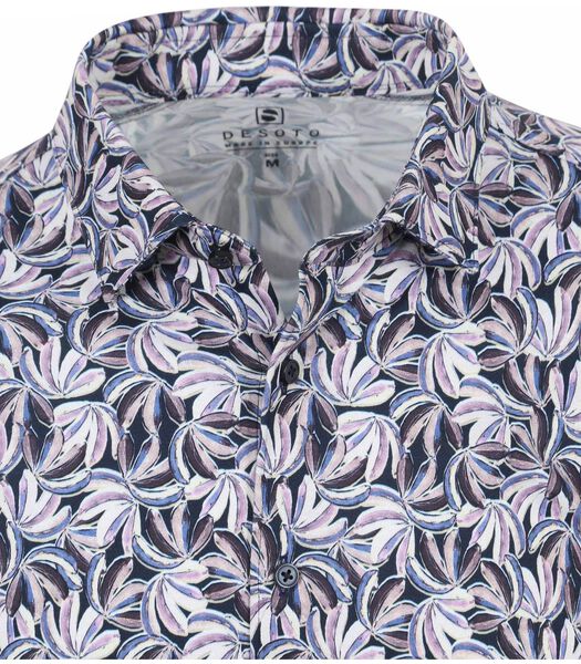 Short Sleeve Jersey Overhemd Bloemenprint Paars