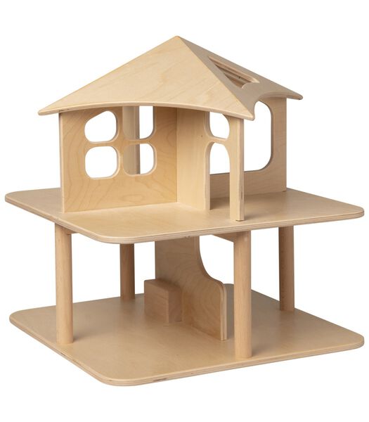 houten speelgoed Poppenhuis open aan 4 zijden-naturel (geschikt voor kinderopvang)