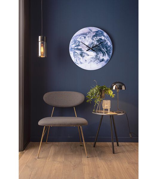 Wandklok Earth - Glas, Blauwe tonen - Ø60cm