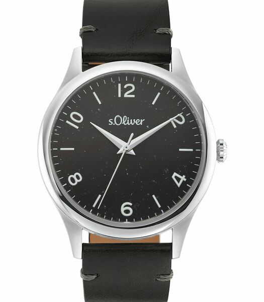 Montre à quartz pour hommes, acier inoxydable IP argent | cuir