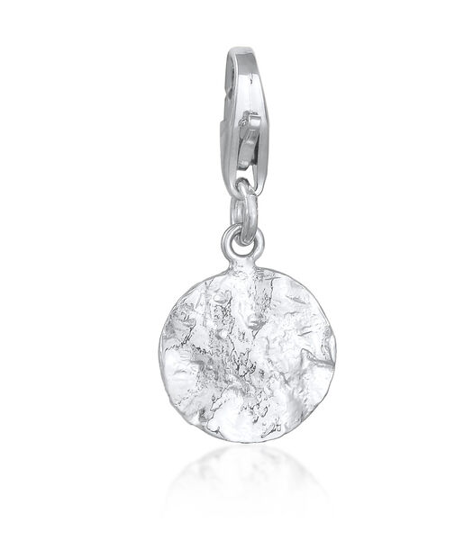 Amulette Charm Pour Femmes Plaque Ronde Ondulée En Argent Sterling 925