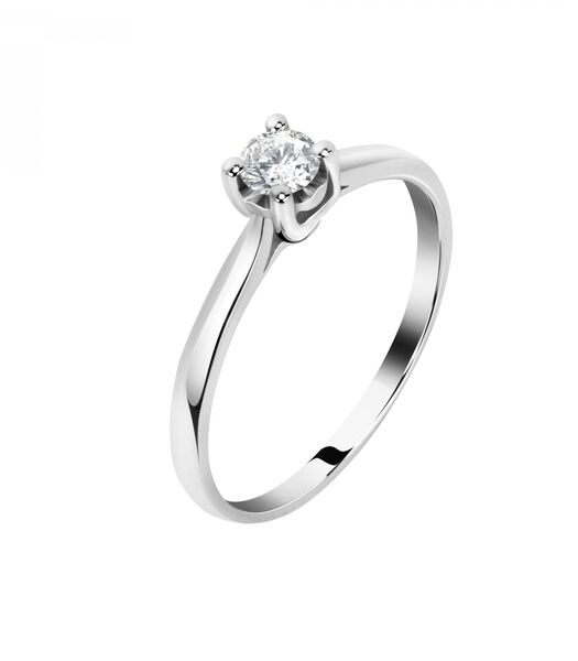 Bague en or blanc 750, diamant LIVE DIAMOND