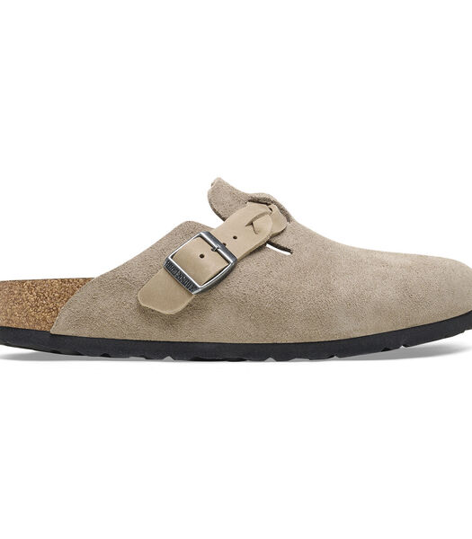 Leren damesklompen Boston Braided Suede