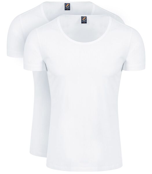 Otaru T-Shirt Brede Ronde Hals Wit 2-Pack